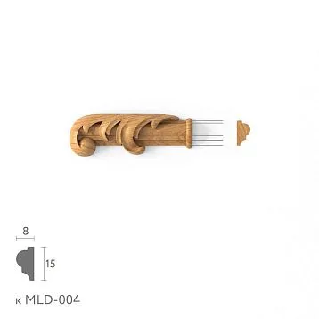 Carved tip N-437.1L for beech molding MLD-004, 74 &times; 26 &times; 12 mm