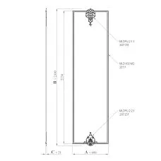 Drawing of the CPU-2-2 decorative molding kit with dimensions 600 &times; 2300 &times; 21 mm