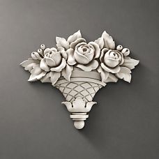 NPU-462.2 Molded Decoration: Basket with lush roses made of polyurethane
