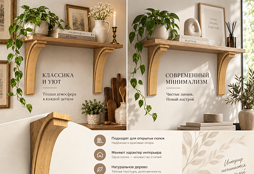The shelf stays, the interior changes: wooden brackets KR-065