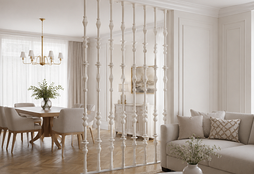 KON-005 partition set: wooden partition under enamel for room zoning