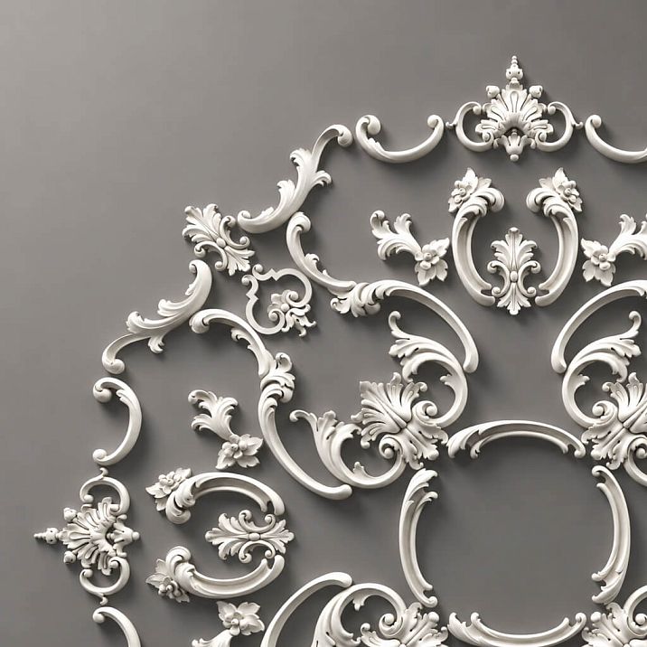 Decorative modular CPU-069 polyurethane molding for walls and ceilings &mdash; full schematic