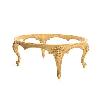 Carved pedestal STL-027-1 from solid wood for a coffee table.
