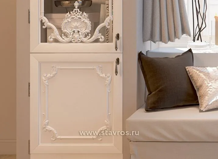 Decorative wooden overlay with a floral motif in close-up