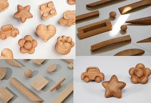 Collection of Elongated and Rounded Wooden Handles