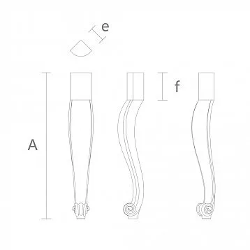 Legs made of solid wood with curved shape for furniture MN-021
