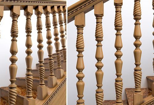Precision Wooden Balusters with Screw and Ornamental Carving