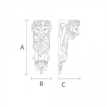 Carved bracket KR-034 for elegant interiors for shelves, furniture