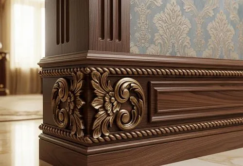 Custom-made oak skirting board in a classic interior