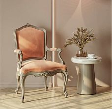 Interior with carved chair Versailles 004-001 and table base