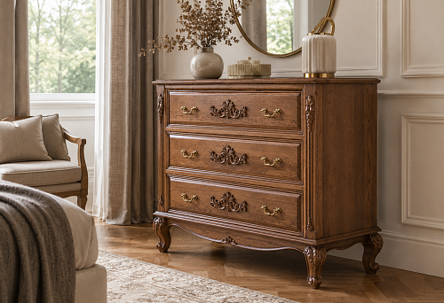 Buy dresser handles and make a designer upgrade: how to transform furniture with legs and carved overlays STAVROS