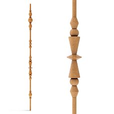 Decorative partition post set KON-007 made of beech or oak with turned geometric elements