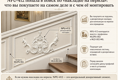 Decorative overlay NPU-412 with carved ornament