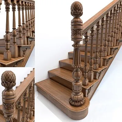 Wooden baluster L-014 фото лестницы с деревянными элементами