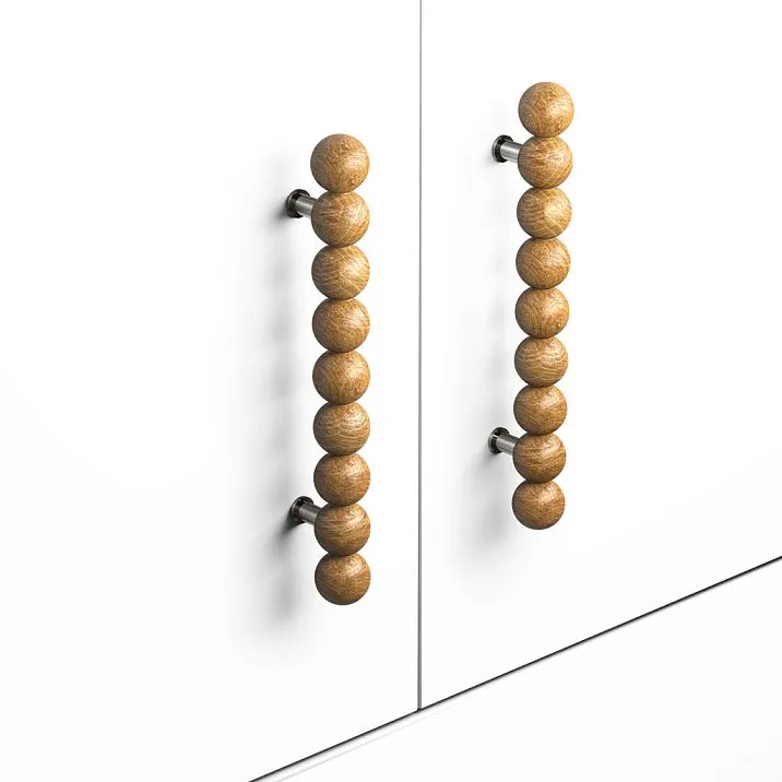 Atlas HL-071M furniture bracket handle: architectural elegance of oak spheres