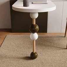 Unfinished turned leg MN-240 of spherical shape made of solid oak, 100 mm diameter, for coffee tables, chairs and consoles