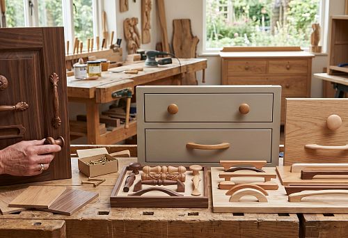 Wooden furniture handles for wardrobe and chest of drawers in classic style