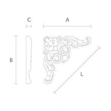 Wooden overlay, carved, with elegant relief N-375 drawing