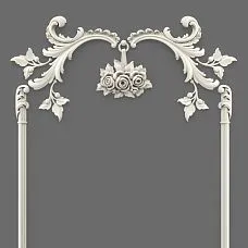 Upper part of the CPU-8-1 panel&mdash;arc-shaped sheet ornament and central composition with roses