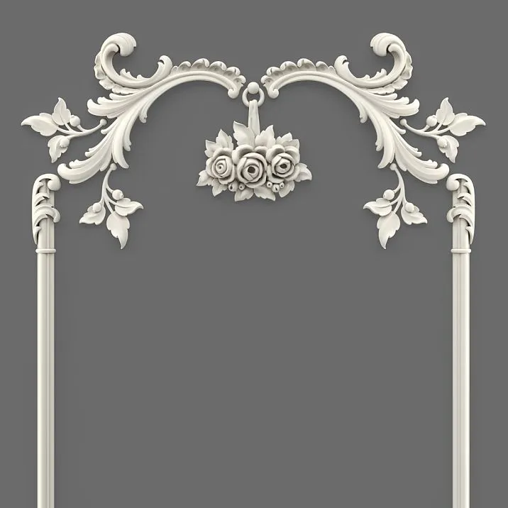 Upper part of the CPU-8-1 panel&mdash;arc-shaped sheet ornament and central composition with roses