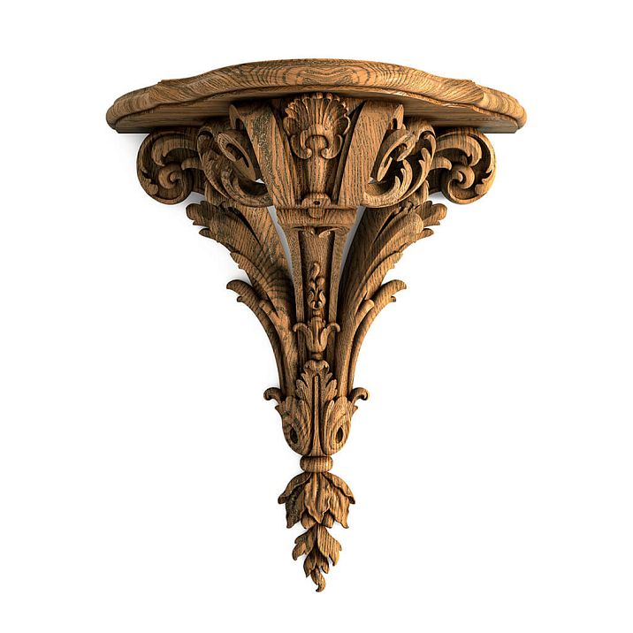 Shelf Versailles 009-002 in a wood finish with voluminous classic decor