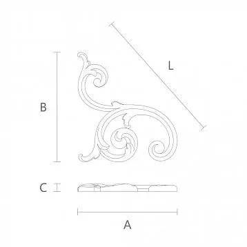 Carved wooden insert N-285L in vintage style