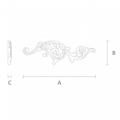 Carved cover plate N-158R  для  дверной арки из дерева чертеж