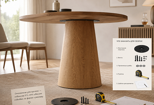 The countertop is already purchased: will the conical table base STL-041 fit and what to order for assembly