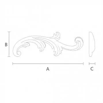 Stucco decor NPU-431R up close, showcasing smooth wavy scrolls