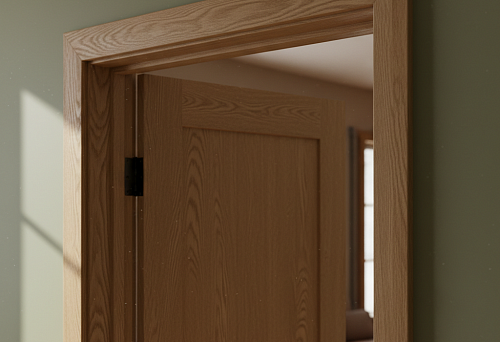 Oak door casing in modern interior