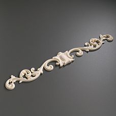 Carved polyurethane overlay NPU-170, decorative element 580x74x15 mm for furniture and doors. Luxurious Stavros design for painting