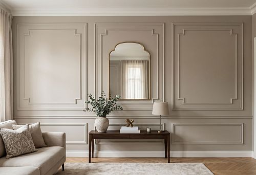 Stucco decor for a rental apartment with polyurethane moldings that make the interior look visually more expensive