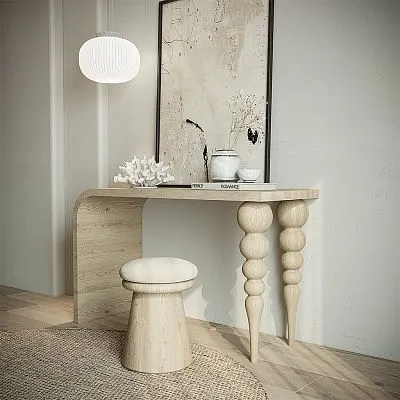 Chiseled furniture leg MN-126 для tableа из дерева, фото в интерьере