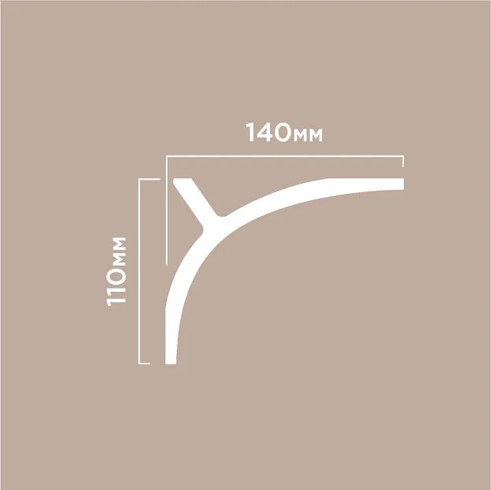 Cornice A178 POLYSTYRENE HI WOOD 110mm x 140mm x 2.0m. Drawing