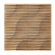 Two DP-002 wooden panels joined with a continuous horizontal slatted pattern