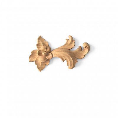 Carved cover plate из дерева в виде веточки с листьями и цветками на белом фоне