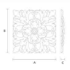 Exquisite wooden carved overlay with rectangular shape and relief pattern drawing