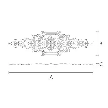 Luxurious molded decoration NPU-422 with a central medallion and elegant scrolls