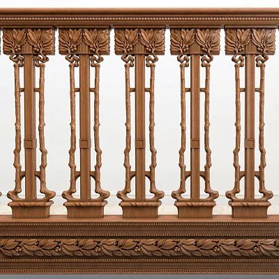 Wooden baluster L-058.1 на фоне деревянной лестницы