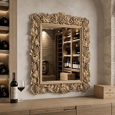 Carved wooden frame RM-013 with Grapevine decoration, in a wine cellar interior