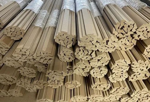 Folded wooden baseboards and moldings for finishing