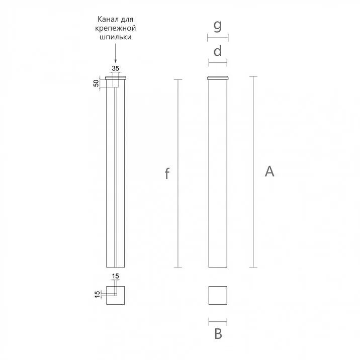 Drawing of a straight stair post