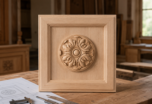 Wooden rosette R-001 for furniture facade &mdash; size selection for a 180&times;180 mm panel