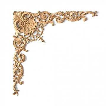 Elegant decorative overlay N-358, carved, with a symmetrical pattern of leaves and petals