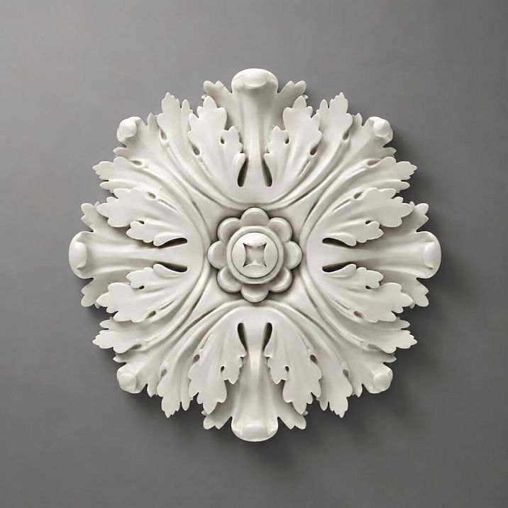 Carved polyurethane rose for decorating chandeliers and creating decorative stucco on walls