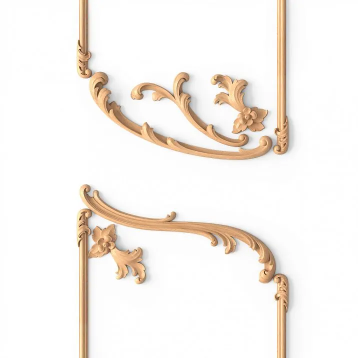 Appliqu&eacute;s made of solid oak or beech for decorating facades, doors, windows, and other surfaces