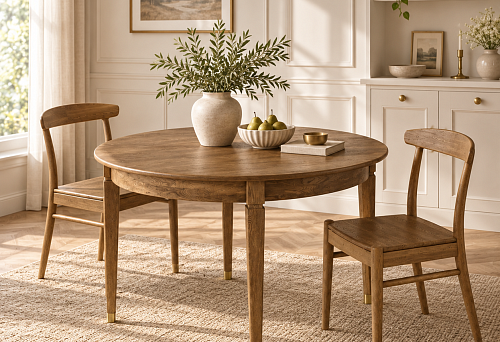 Brass handles and lamps have already been chosen, and the York 002-011 table comes in brass and stainless steel: how to buy a wooden dining table and not accidentally mix two metals