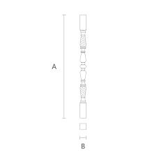 Baluster made of oak or beech L-030 for staircase drawing
