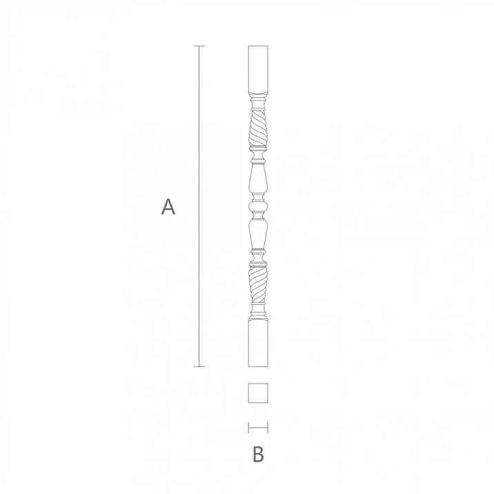 Baluster made of oak or beech L-030 for staircase drawing
