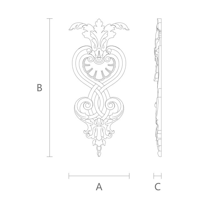Wall or door overlay with floral decor N-143 drawing